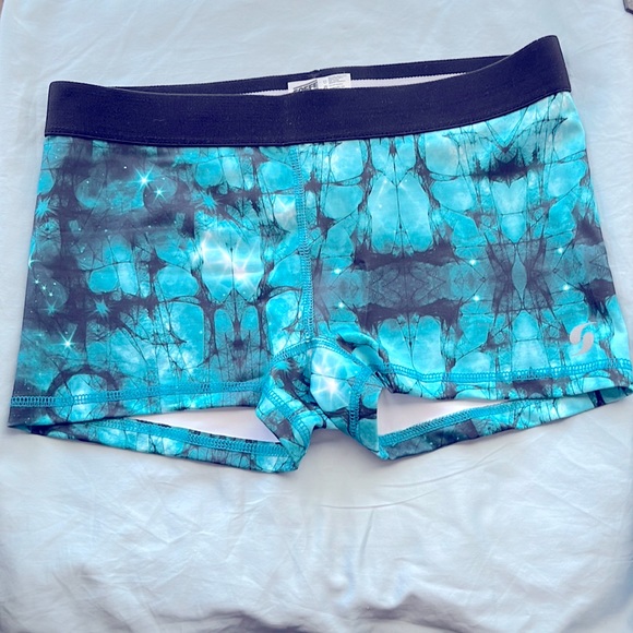SOFFE DRI Low Rise Turquoise Black Star Athletic Shorts Size Medium - Picture 3 of 8